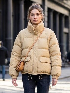 Women's Duck Down Puffer Jacket - Warm Casual Short Coat